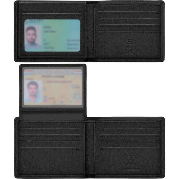 ⚡Travelambo Men Cross Texture Black Genuine Leather Handmade Stylish Wallets - Picture 1 of 9